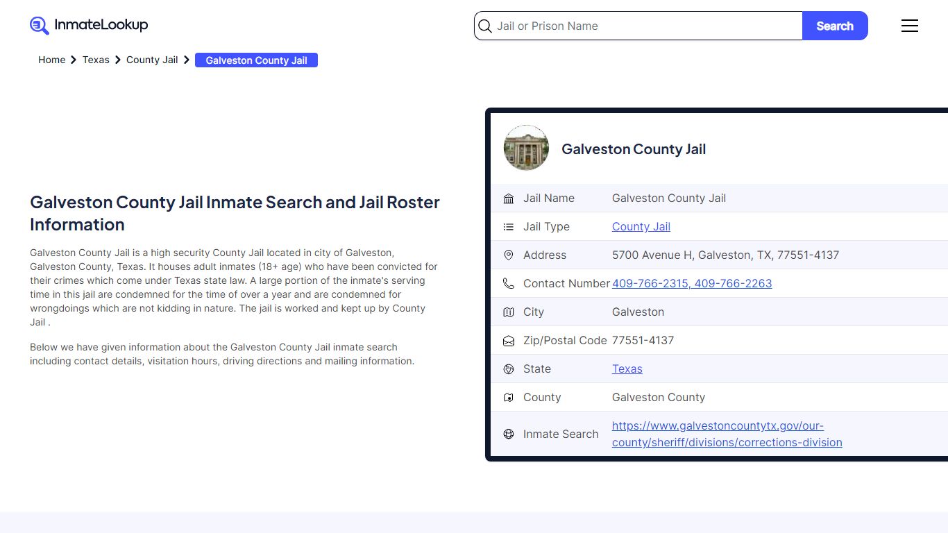 Galveston County Jail (TX) Inmate Search Texas - Inmate Lookup